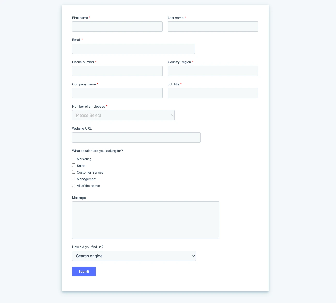 This is an image of an example of a form online. 